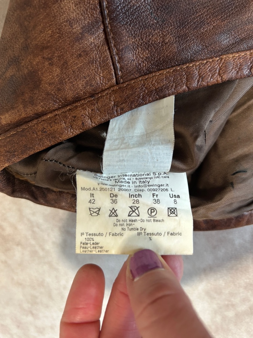 VTG Roccobarocco Jeans Italy Brown Leather Pants Flares Mid Rise IT 42 US 8 - Picture 7 of 7